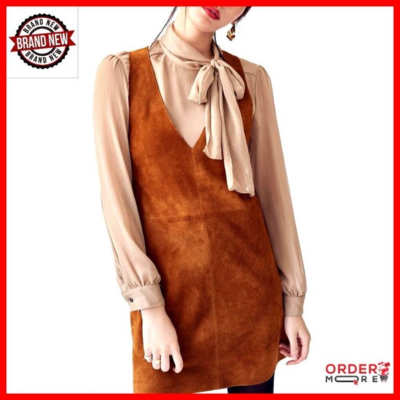 Dresses & Skirts - Faux Suede Sleeveless V-Neck Mini Dress with Pockets Casual Wear